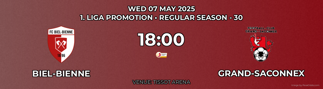 Biel-Bienne vs Grand-Saconnex Prediction match poster for 1. Liga Promotion fixture on WED 07 MAY 2025