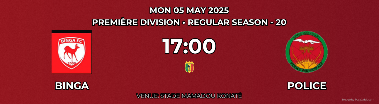Binga vs Police Prediction match poster for Première Division fixture on MON 05 MAY 2025
