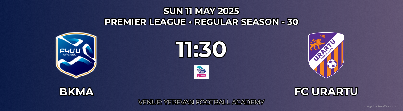 BKMA vs FC Urartu Prediction match poster for Premier League fixture on SUN 11 MAY 2025