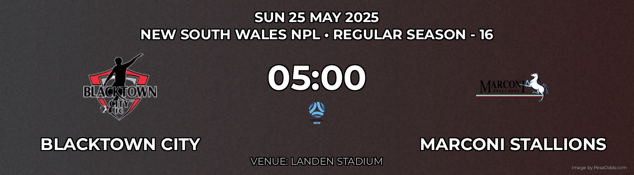 Blacktown City vs Marconi Stallions Prediction match poster for New South Wales NPL fixture on SUN 25 MAY 2025