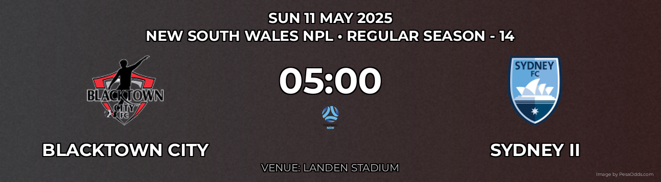 Blacktown City vs Sydney II Prediction match poster for New South Wales NPL fixture on SUN 11 MAY 2025