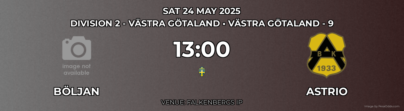 Böljan vs Astrio Prediction match poster for Division 2 - Västra Götaland fixture on SAT 24 MAY 2025