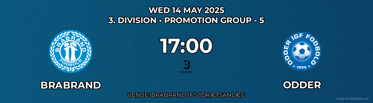 Brabrand vs Odder Prediction match poster for 3. Division fixture on WED 14 MAY 2025