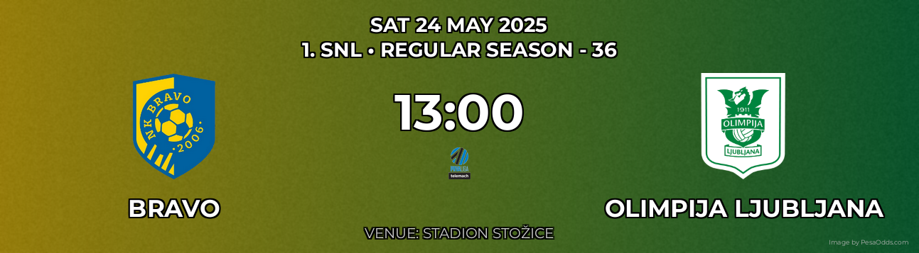 Bravo vs Olimpija Ljubljana Prediction match poster for 1. SNL fixture on SAT 24 MAY 2025