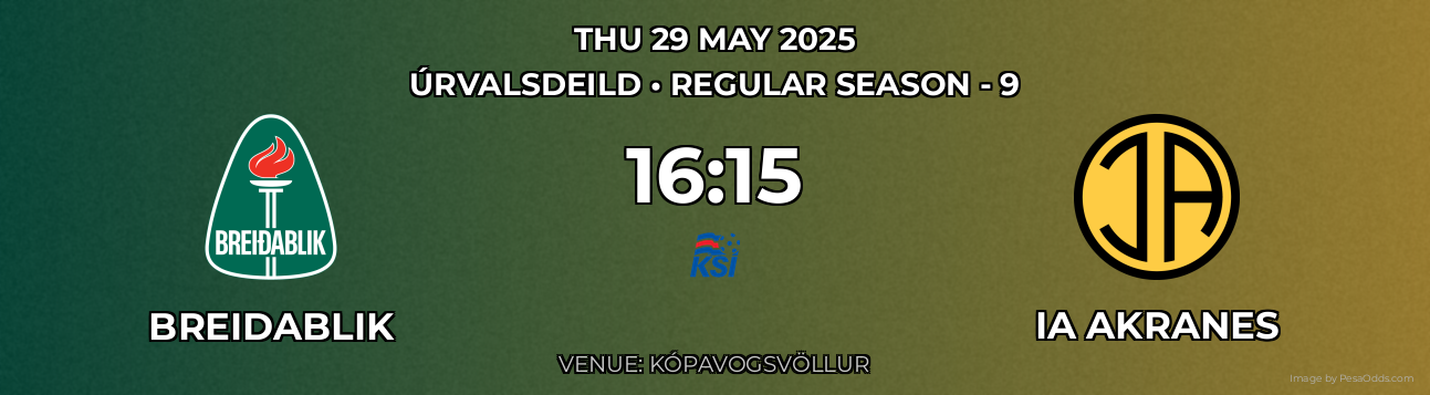 Breidablik vs IA Akranes Prediction match poster for Úrvalsdeild fixture on THU 29 MAY 2025
