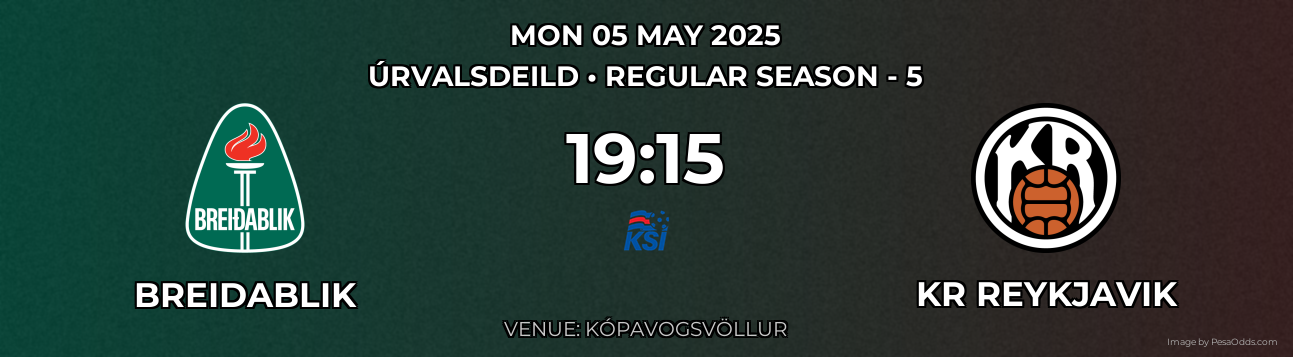 Breidablik vs KR Reykjavik Prediction match poster for Úrvalsdeild fixture on MON 05 MAY 2025