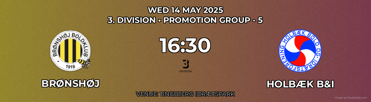 Brønshøj vs Holbæk B&I Prediction match poster for 3. Division fixture on WED 14 MAY 2025