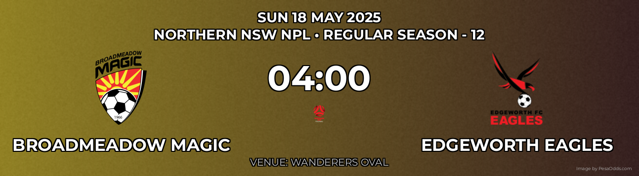 Broadmeadow Magic vs Edgeworth Eagles Prediction match poster for Northern NSW NPL fixture on SUN 18 MAY 2025
