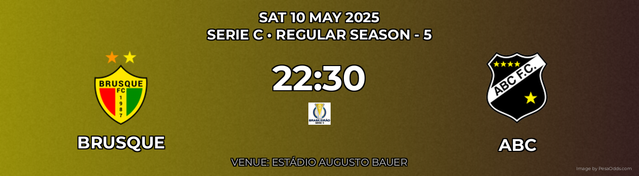 Brusque vs ABC Prediction match poster for Serie C fixture on SAT 10 MAY 2025