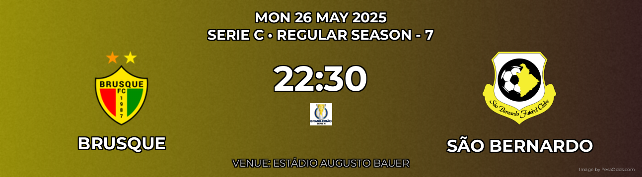 Brusque vs São Bernardo Prediction match poster for Serie C fixture on MON 26 MAY 2025