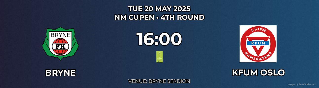 Bryne vs KFUM Oslo Prediction match poster for NM Cupen fixture on TUE 20 MAY 2025