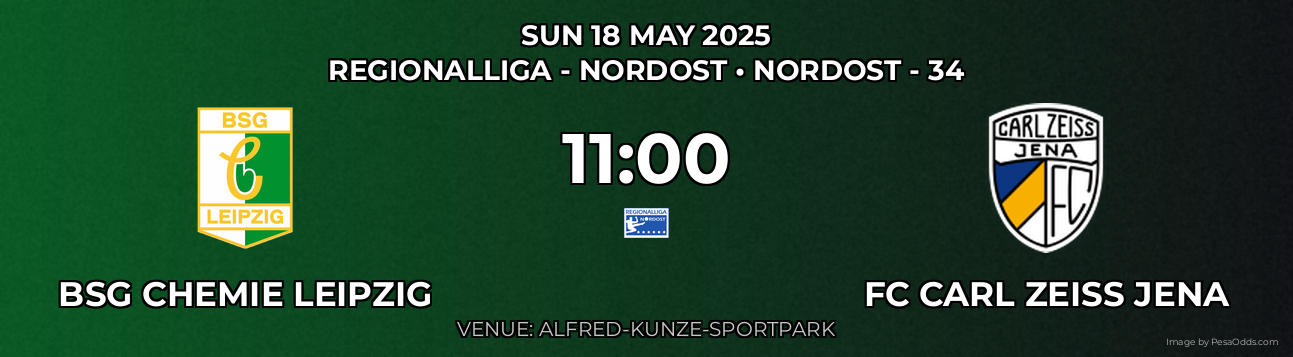 BSG Chemie Leipzig vs FC Carl Zeiss Jena Prediction match poster for Regionalliga - Nordost fixture on SUN 18 MAY 2025