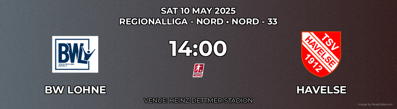 BW Lohne vs Havelse Prediction match poster for Regionalliga - Nord fixture on SAT 10 MAY 2025