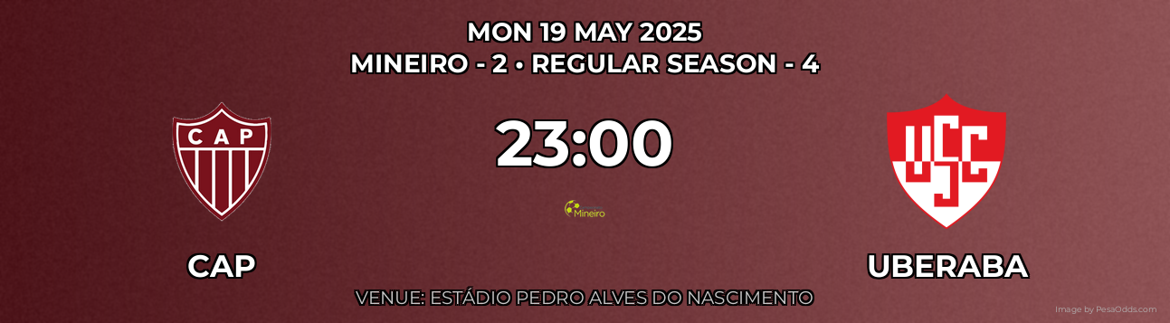CAP vs Uberaba Prediction match poster for Mineiro - 2 fixture on MON 19 MAY 2025