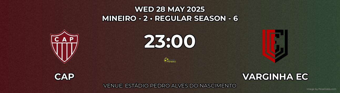 CAP vs Varginha EC Prediction match poster for Mineiro - 2 fixture on WED 28 MAY 2025