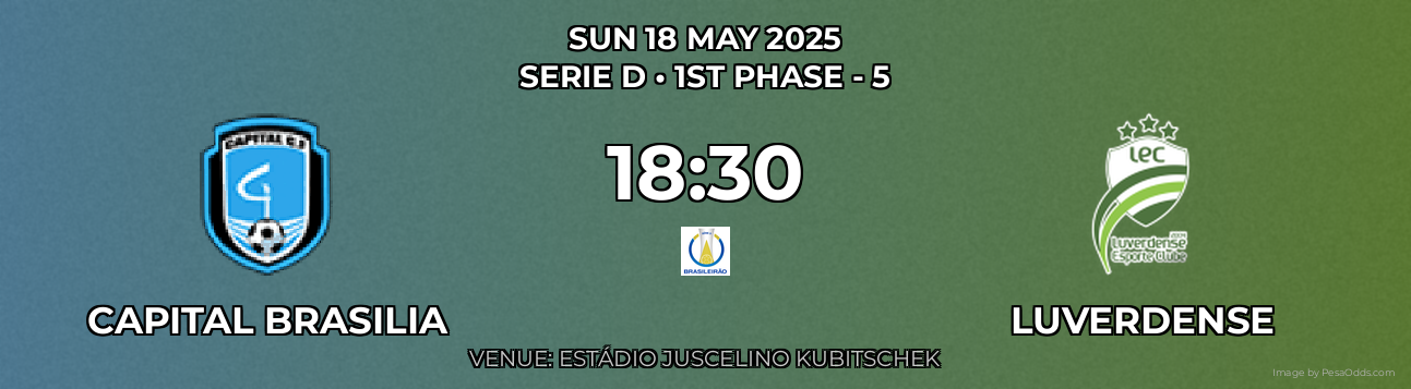 Capital Brasilia vs Luverdense Prediction match poster for Serie D fixture on SUN 18 MAY 2025