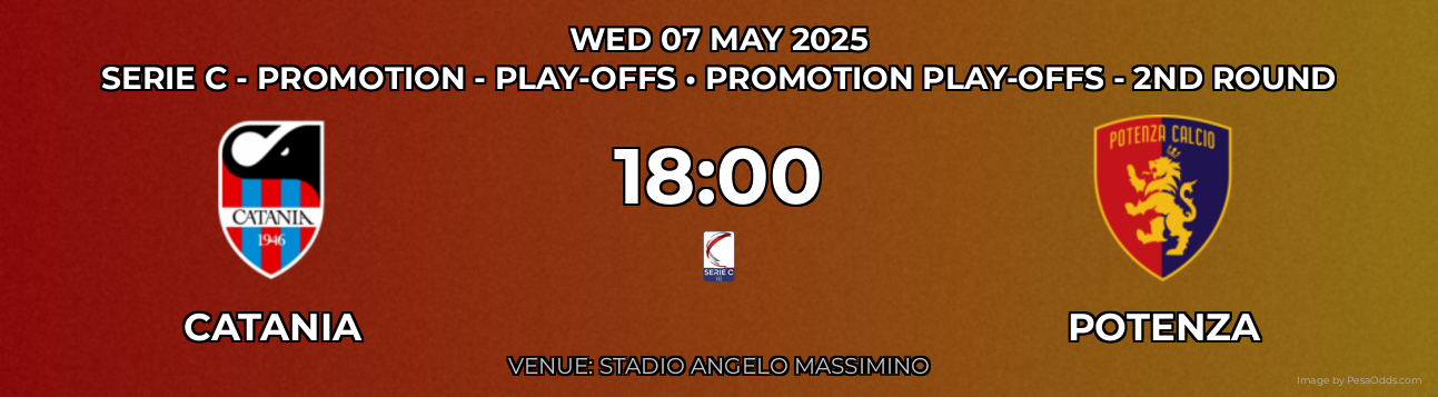 Catania vs Potenza Prediction match poster for Serie C - Promotion - Play-offs fixture on WED 07 MAY 2025