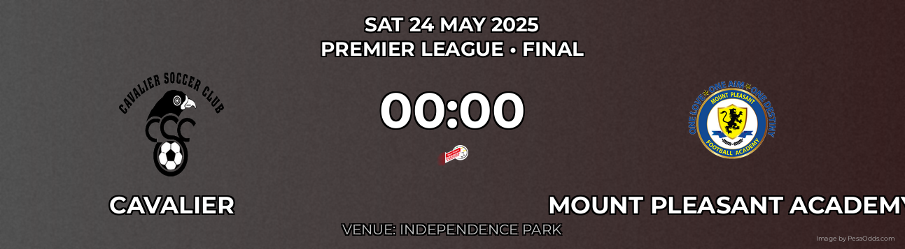 Cavalier vs Mount Pleasant Academy Prediction match poster for Premier League fixture on SAT 24 MAY 2025