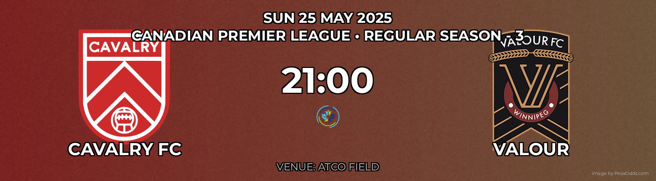 Cavalry FC vs Valour Prediction match poster for Canadian Premier League fixture on SUN 25 MAY 2025