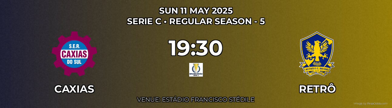 Caxias vs Retrô Prediction match poster for Serie C fixture on SUN 11 MAY 2025
