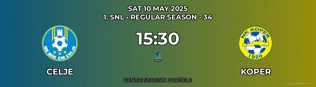 Celje vs Koper Prediction match poster for 1. SNL fixture on SAT 10 MAY 2025