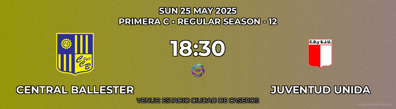 Central Ballester vs Juventud Unida Prediction match poster for Primera C fixture on SUN 25 MAY 2025