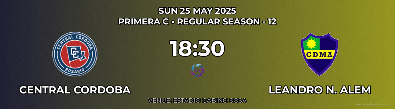 Central Cordoba vs Leandro N. Alem Prediction match poster for Primera C fixture on SUN 25 MAY 2025