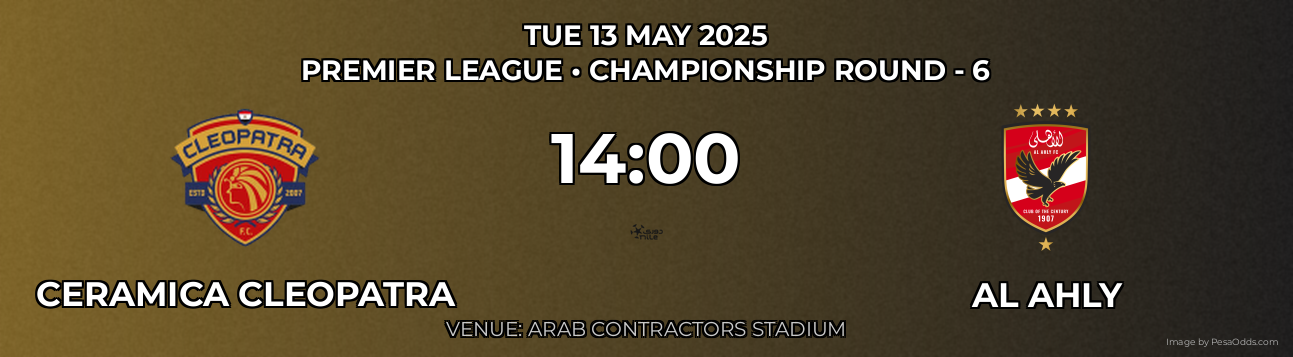 Ceramica Cleopatra vs Al Ahly Prediction match poster for Premier League fixture on TUE 13 MAY 2025