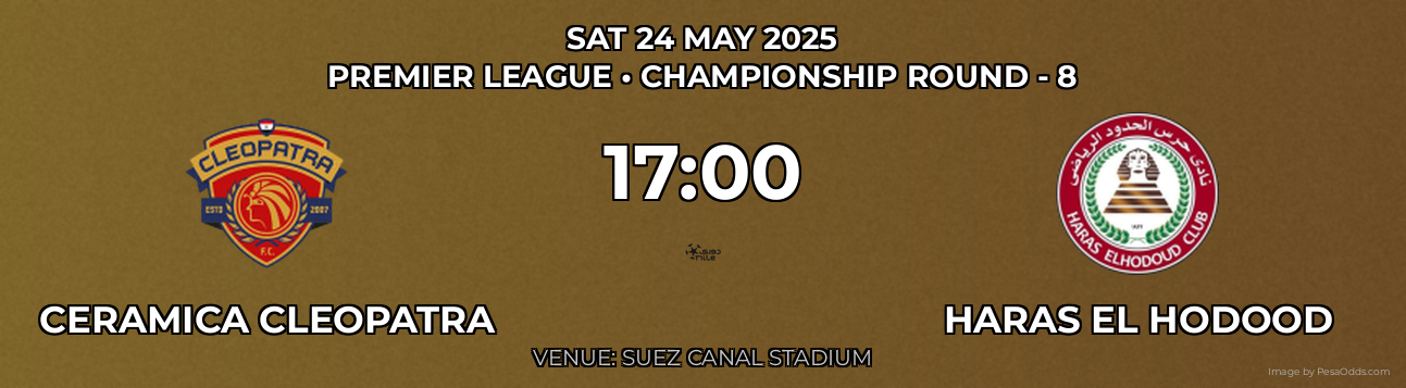 Ceramica Cleopatra vs Haras El Hodood Prediction match poster for Premier League fixture on SAT 24 MAY 2025