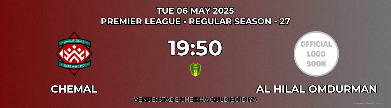 Chemal vs Al Hilal Omdurman Prediction match poster for Premier League fixture on TUE 06 MAY 2025