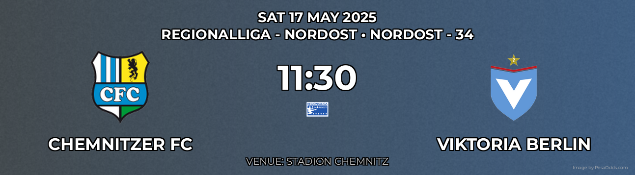 Chemnitzer FC vs Viktoria Berlin Prediction match poster for Regionalliga - Nordost fixture on SAT 17 MAY 2025