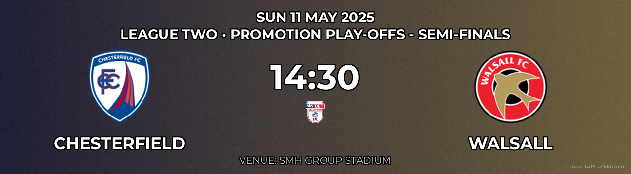 Chesterfield vs Walsall Prediction match poster for League Two fixture on SUN 11 MAY 2025