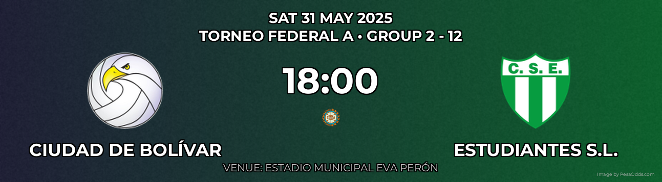 Ciudad de Bolívar vs Estudiantes S.l. Prediction match poster for Torneo Federal A fixture on SAT 31 MAY 2025
