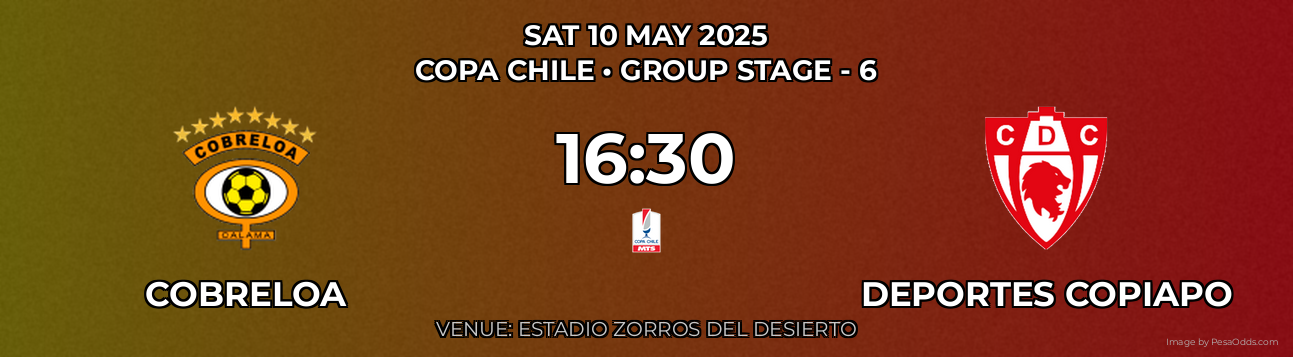Cobreloa vs Deportes Copiapo Prediction match poster for Copa Chile fixture on SAT 10 MAY 2025