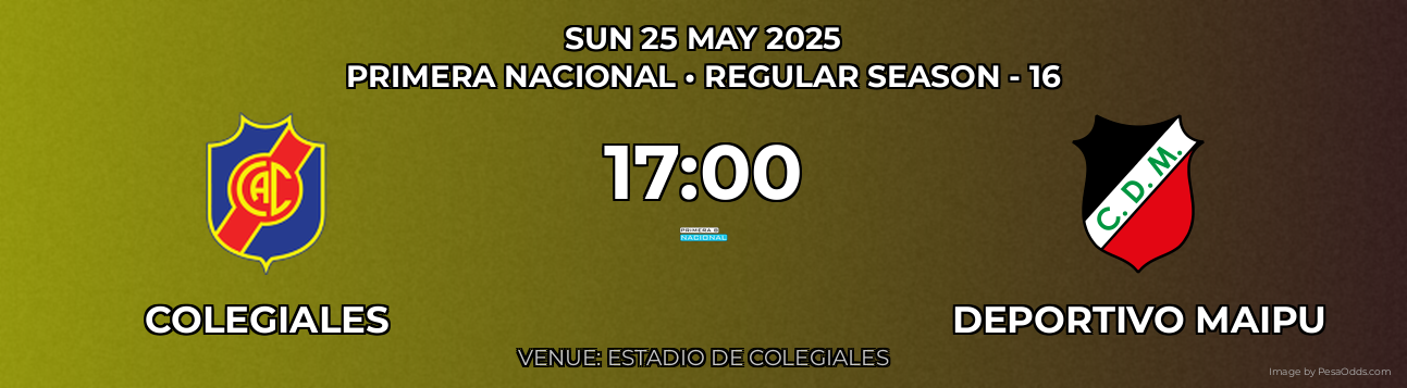 Colegiales vs Deportivo Maipu Prediction match poster for Primera Nacional fixture on SUN 25 MAY 2025