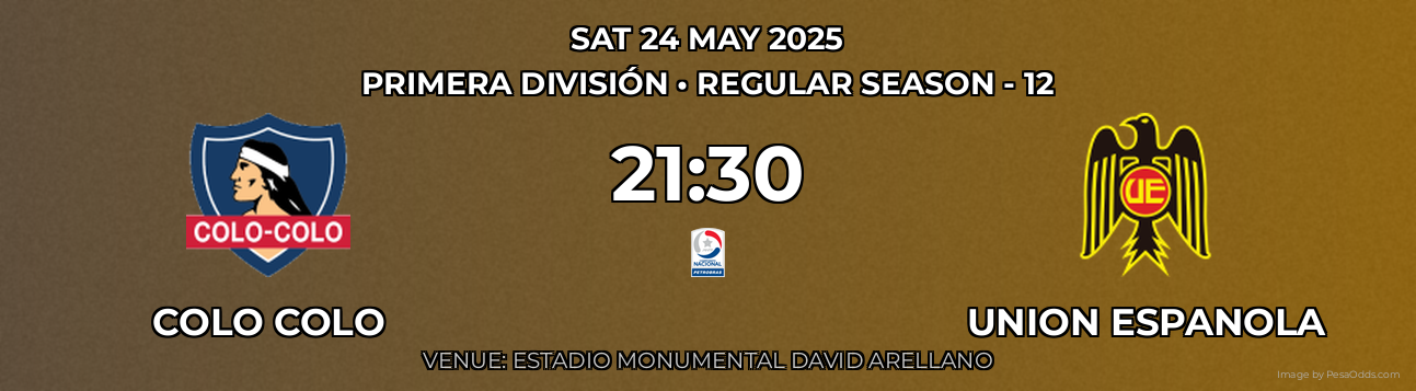 Colo Colo vs Union Espanola Prediction match poster for Primera División fixture on SAT 24 MAY 2025