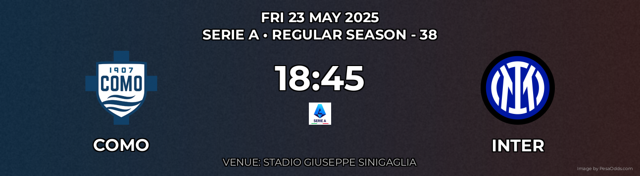 Como vs Inter Prediction match poster for Serie A fixture on FRI 23 MAY 2025