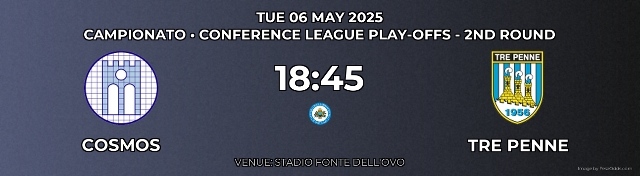 Cosmos vs Tre Penne Prediction match poster for Campionato fixture on TUE 06 MAY 2025