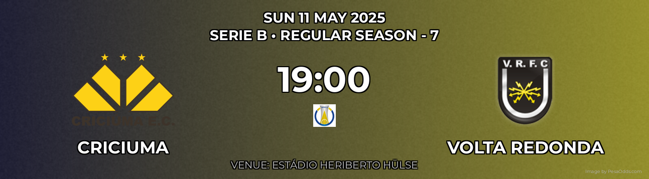 Criciuma vs Volta Redonda Prediction match poster for Serie B fixture on SUN 11 MAY 2025