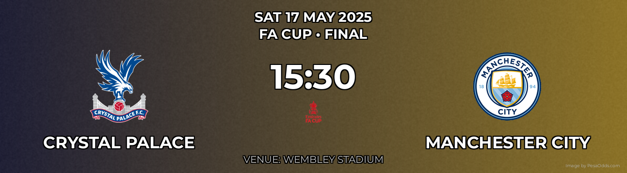 Crystal Palace vs Manchester City Prediction match poster for FA Cup fixture on SAT 17 MAY 2025