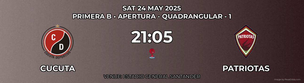 Cucuta vs Patriotas Prediction match poster for Primera B fixture on SAT 24 MAY 2025