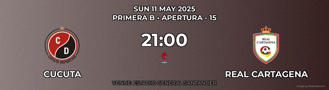Cucuta vs Real Cartagena Prediction match poster for Primera B fixture on SUN 11 MAY 2025