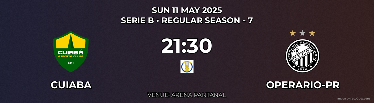 Cuiaba vs Operario-PR Prediction match poster for Serie B fixture on SUN 11 MAY 2025