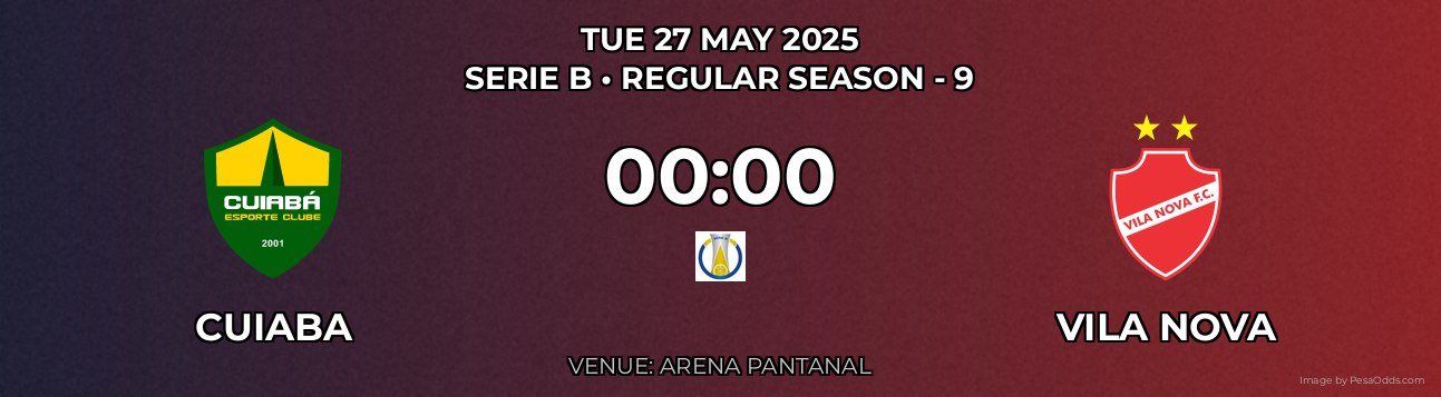 Cuiaba vs Vila Nova Prediction match poster for Serie B fixture on TUE 27 MAY 2025