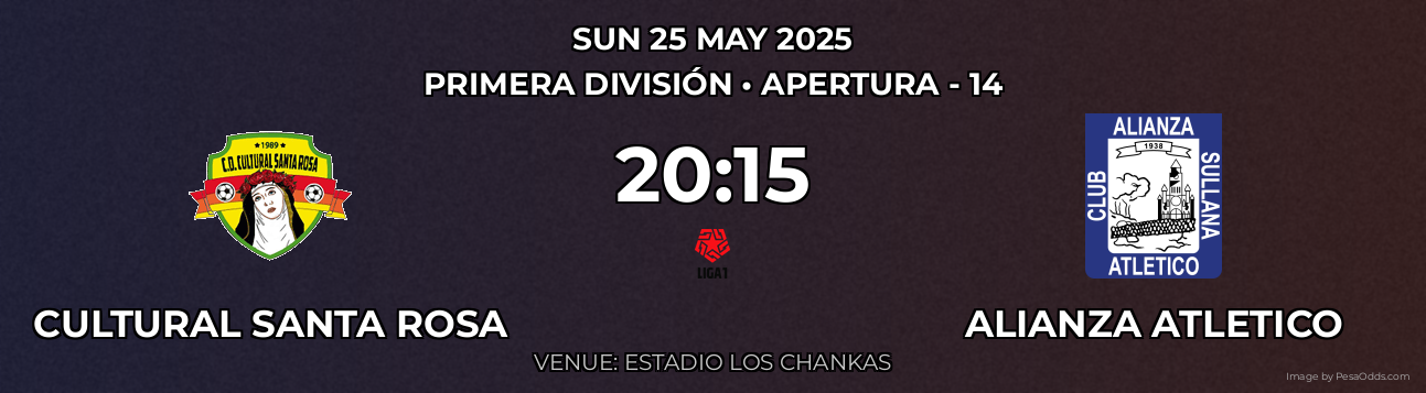 Cultural Santa Rosa vs Alianza Atletico Prediction match poster for Primera División fixture on SUN 25 MAY 2025