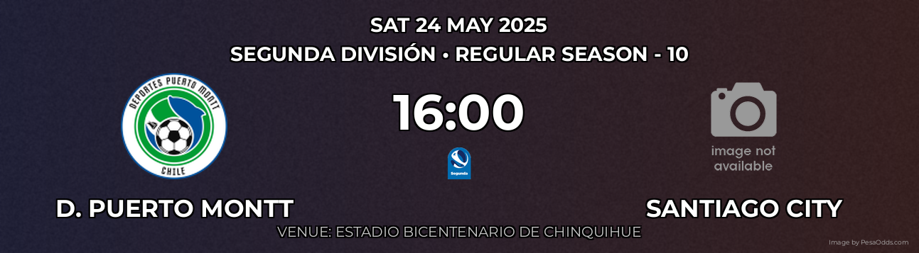 D. Puerto Montt vs Santiago City Prediction match poster for Segunda División fixture on SAT 24 MAY 2025