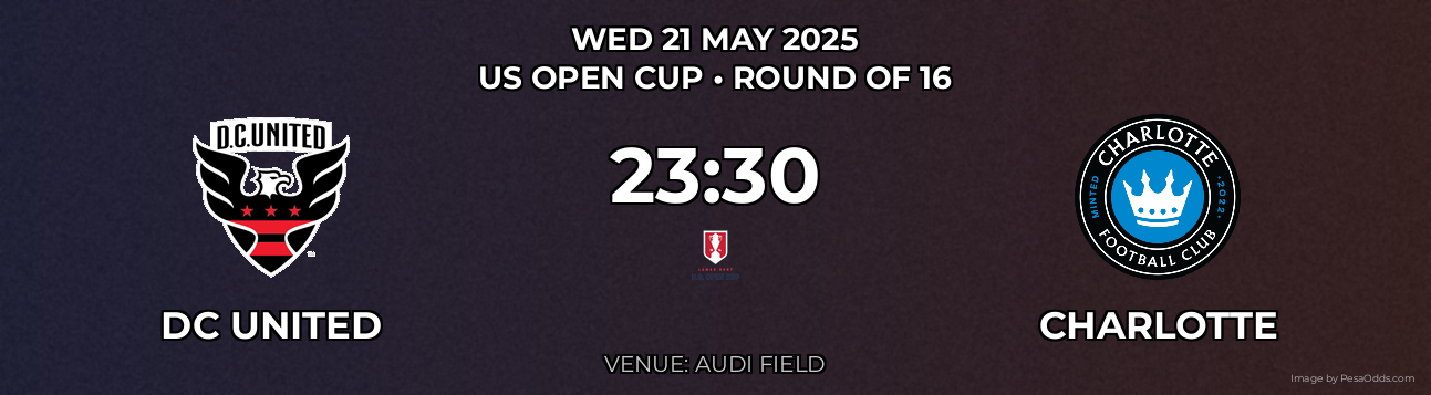 DC United vs Charlotte Prediction match poster for US Open Cup fixture on WED 21 MAY 2025
