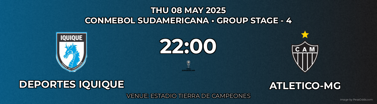 Deportes Iquique vs Atletico-MG Prediction match poster for CONMEBOL Sudamericana fixture on THU 08 MAY 2025