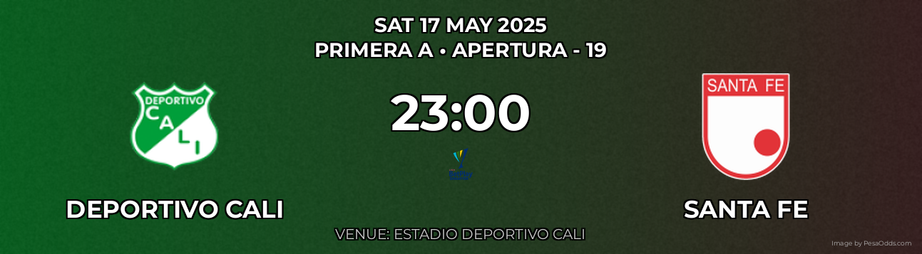 Deportivo Cali vs Santa Fe Prediction match poster for Primera A fixture on SAT 17 MAY 2025