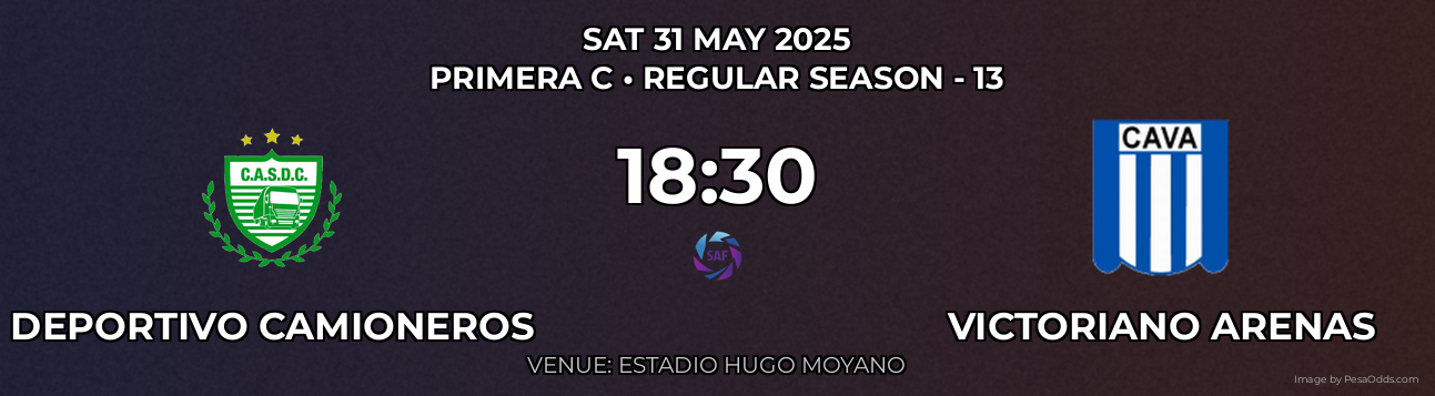 Deportivo Camioneros vs Victoriano Arenas Prediction match poster for Primera C fixture on SAT 31 MAY 2025